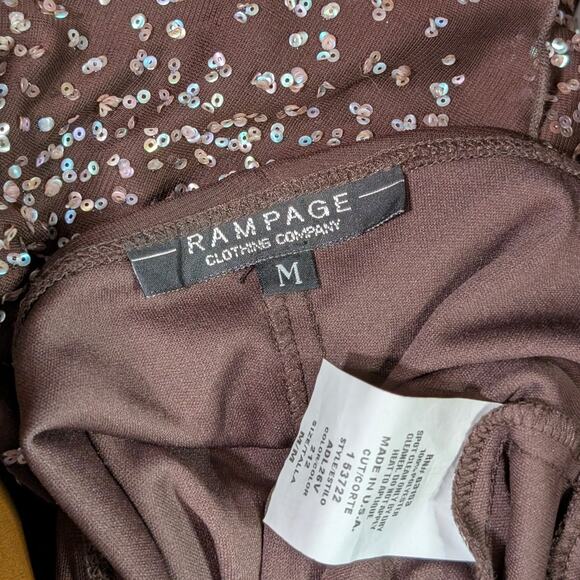 Y2K Rampage Brown Sequin Halter Maxi Dress Formal Prom Gown NWT Medium Deadstock - Picture 6 of 6